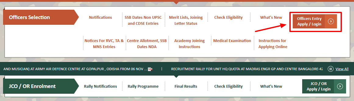 Officer Entry Login-SSbToSuccess