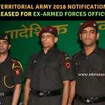 Territorial Army 2018 Notification released for Ex-Armed Forces Officers