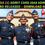 NDA Admit Card 2018 , NDA (1) 2018 Admit Card