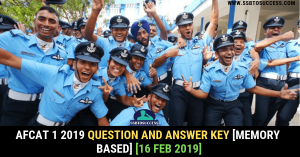 AFCAT 1 2019 Question and Answer Key 16-Feb [Memory Based]