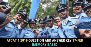 AFCAT 1 2019 Question and Answer Key 17-Feb [Memory Based]