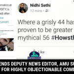 NDTV Suspends Deputy News Editor, AMU Suspends Student for Highly Objectionable Comments