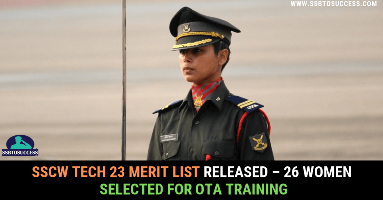 SSCW Tech 23 Merit List Released – 26 Women Selected for OTA Training