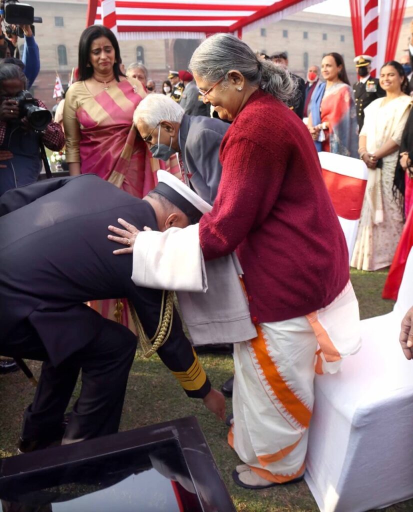 Admiral R Hari Kumar Taking Blessings from Mother